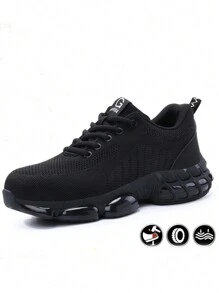 时尚轻便网眼透气鞋女式钢头鞋防刺穿工作运动鞋坚不可摧防滑工作鞋