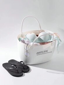 Laundry Basket Clothing Storage Bin With Soft Plastic Design, Popularesque Style, Perfect For Household Storage And Makes For A Great Kid's Toy Bin In The Bathroom - Small White - View 4