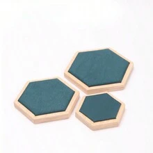 1pc Hexagonal Bamboo Wooden Display Stand For Jewelry & Accessories - Dark Green Bracelet Bracelet Display Plate - View 2
