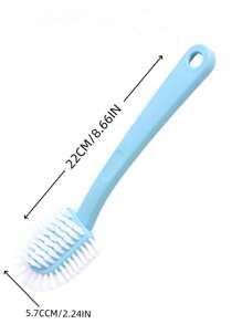 1入隨機風格硬毛鞋刷,長柄塑料清潔刷,圓形鞋清潔刷,適用於家庭使用 - 藍色 - 查看 2