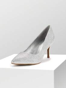 Women High Stiletto Heels Closed Pointed Toe Dress Pumps Shoes For  Wedding Work Office Business, 3 Inches SIZE UP - Bạc - Xem 4