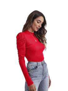 Paquete de 4 piezas blusas para mujer de tejido canale, mangas de princesa, colores al azar, unitalla - Multicolor - Ver 4