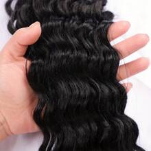 1 件 22 英寸长柔软海浪编织钩针接发深波浪钩针接发柔软卷曲钩针合成接发适合女性女孩，适合各种场合，包括音乐节、派对、度假和所有季节 - 黑色 - 查看 3