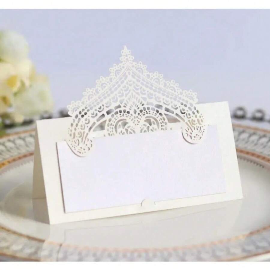 50pcs Lace Table Place Cards Seat Name Cards Table Decor Message