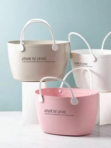 Laundry Basket Clothing Storage Bin With Soft Plastic Design, Popularesque Style, Perfect For Household Storage And Makes For A Great Kid's Toy Bin In The Bathroom - Small White - View 5