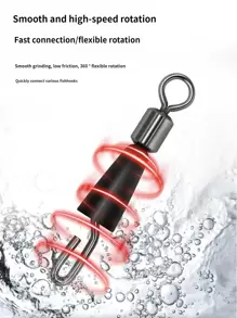 20 Pcs Fishing Accessories Anti Winding Connector Pin Bearing Rolling Swivel Stainless Steel Snap Quick Change Of Fishing Line Fishing Accessories - Black - View 4