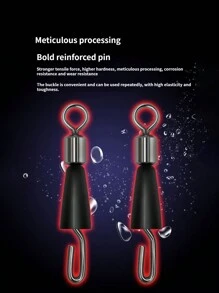 20 Pcs Fishing Accessories Anti Winding Connector Pin Bearing Rolling Swivel Stainless Steel Snap Quick Change Of Fishing Line Fishing Accessories - Black - View 3