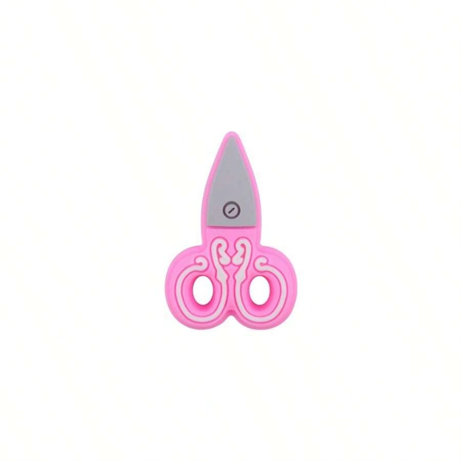 1pc New Children's Art & Handicraft Scissors Silicone Beads, Creative Cartoon Diy Jewelry Beading Accessories - Pink - View 1