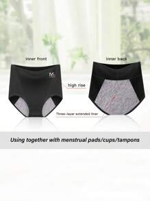 3入組低吸水度高腰女性月經褲,適合日常穿著