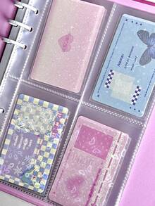 20pcs Transparent Glitter Butterfly, Cherry Blossom, Star Two-Layered Card Film For Photo Album, Protection Film For Small Cards & Album, Flat Mouth Protection Film - Clear - View 4