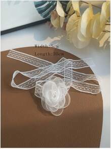 New White Lace Floral Streamer Headband For Girl's Hair Styling, Ideal For Braids And Summer Hairstyles - White - View 6