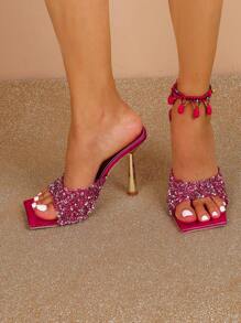 Fashionable High-Heeled Women Sandals Super-Shiny Rhinestone Sandals