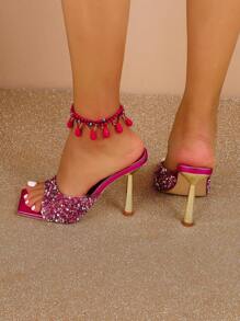 Fashionable High-Heeled Women Sandals Super-Shiny Rhinestone Sandals