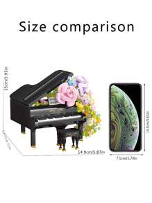 1 盒鋼琴形迷你顆粒積木玩具,高難度腦筋急轉彎,情人節和生日禮物 - 彩色 - 查看 3