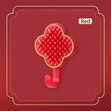 1個創意結新年裝飾掛鉤,國民潮流風格,不須鑽孔,掛牆式掛鉤,承重力強粘力強,適用於廚房器具收納、浴室毛巾和其他盥洗用品收納、衣櫥、帽子、袋子、門後鑰匙收納 - 紅色 - 查看 10