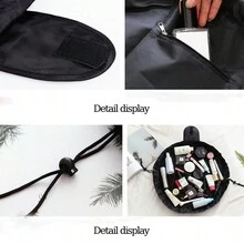 1入斜肩字母刺繡化妝收納包女用口袋折疊式化妝包便攜式旅行收納洗漱袋字母印花組織者盥洗用品情人節禮物 - 黑色 - 查看 7