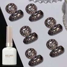 XEIJAYI 1pc 15ml Glam Up Your Nails With The Holographic Glitter Diamond Collection Gel Nail Polish Perfect For Beginners! - Gold - View 4