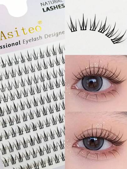Asiteo 160pcs Cluster Eyelash Extension, Wispy And Fluffy C Curling Segmented False Eyelashes For Natural And Voluminous Look, For Beginners Eye Makeup DIY At Home Lash Clusters, Eyelash Clusters, Individual Eyelashes, Lashes, Fake Lashes