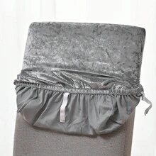 Simple And Fashionable Grey Velvet Chair Cover - Grey - View 3