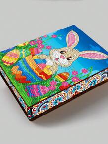 1 Conjunto Pintura De Diamantes Con Diseño De Conejo Y Caja De Madera - Multicolor - Ver 3