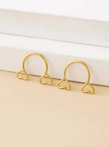 2pcs/Set Colorful Non-Piercing Stainless Steel Heart Shaped Nipple Rings For Women With Adjustable Chain - Colorful - View 3