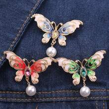 1pc Green Diamond Crystal Butterfly Brooch For Women's Jewelry Decoration, Daily Clothing Matching, Party Gift - Green - View 2