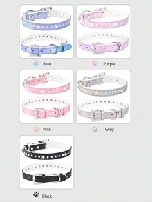 Shiny Rhinestone Dog Collar With Colorful Crystal And Diamond Inlay - Black - View 8