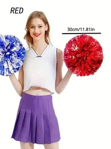 1 Pc, Game Pompoms Cheap Practical Cheerleading Cheering Flower Ball Apply To Dance Sports Match Supplies And Vocal Concert Decorator - Red - View 6