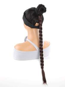 1件/2件装长款编织马尾辫合成假发接发，女士马尾辫配发带，采用合成纤维制成，多种长度可选，适合圣诞节、日常佩戴、派对等场合。 - 棕色 - 查看 8