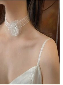 New White Lace Floral Streamer Headband For Girl's Hair Styling, Ideal For Braids And Summer Hairstyles - White - View 1