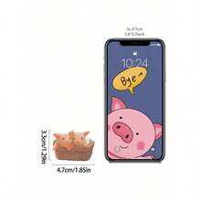 1入組可愛卡通動物小豬在籃子裡樹脂園藝裝飾,適用於桌面、盆栽、窗台裝飾 - 彩色 - 查看 5