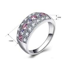 1件時尚永恆戒指,優雅有色人造鋯石,波西米亞風銀飾戒指,適合女性日常佩戴、結婚戒指和訂婚戒指 - 戒指 - 查看 5