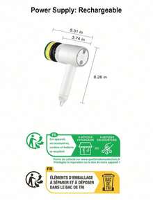電動旋轉刷 電動清潔掃帚 無線使用,4種可更換刷頭,適用於浴缸、地板、牆壁、磁磚、馬桶、窗戶、水槽 - 白色 - 查看 10