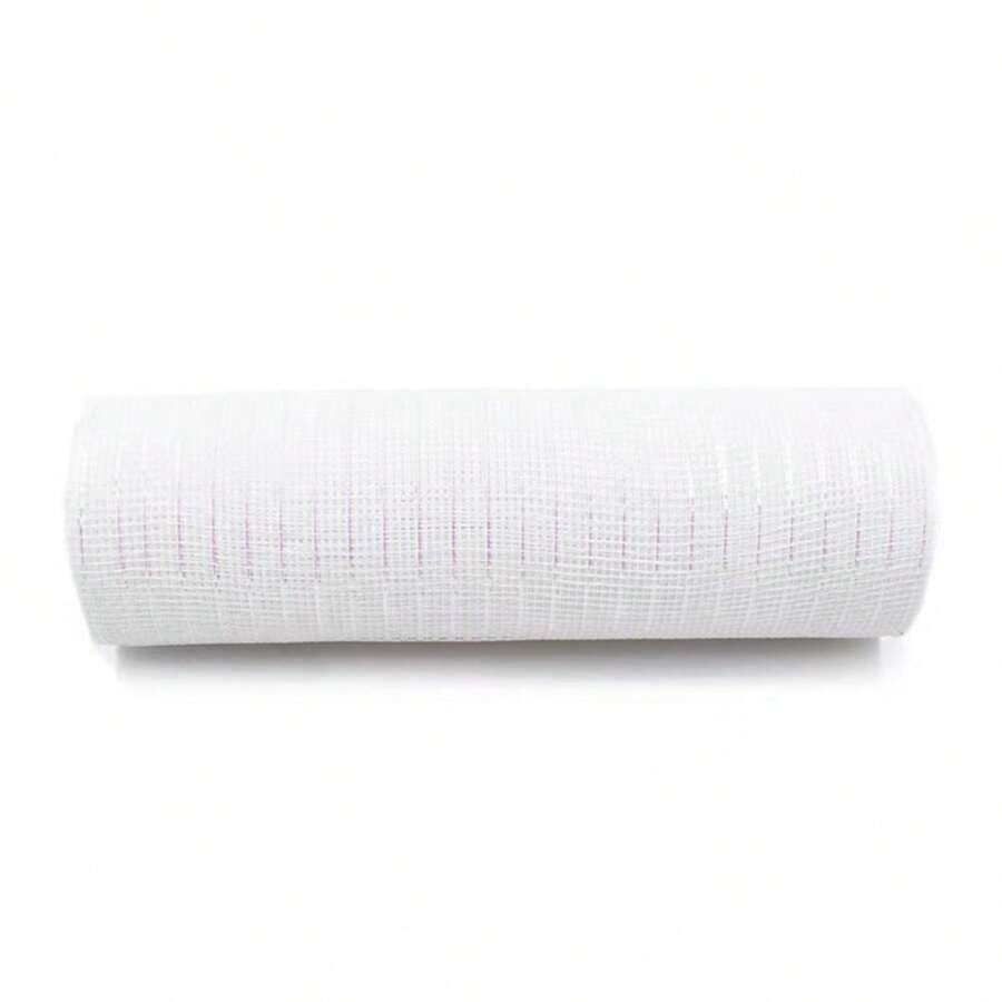 1pc Solid Color Mesh Ribbon Decoration Accessory, Polyester & Polypropylene Mesh Material To Use As DIY Material, Suitable For Holiday Decoration Such As Valentine's Day, Easter, Harvest Festival And St. Patrick's Day - White - View 1