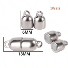 10套18x6mm不銹鋼磁扣 黃金銀色藥丸形連接器 結束扣適用於珠寶製作diy配件 - 18x6mm about 10sets - 查看 4