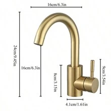 1 件金色廚房水龍頭,304 不鏽鋼拉絲金水槽可旋轉水龍頭,檯面安裝冷熱水混合水龍頭,適用於水槽蔬菜盆 - 金色 - 查看 8