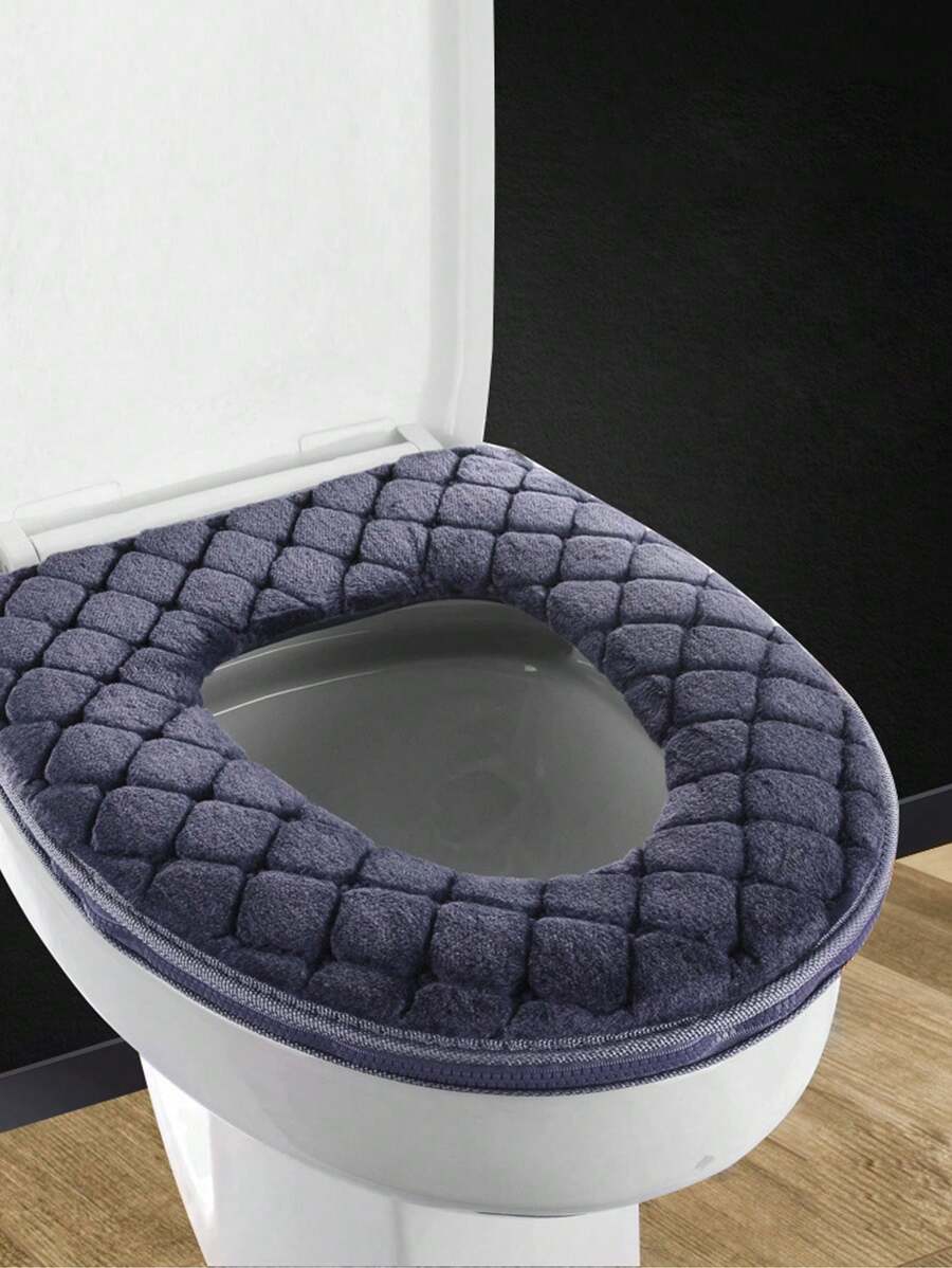 1片加厚法蘭絨馬桶墊,適用於家用冬季通用馬桶蓋 - 彩色 - 查看 1