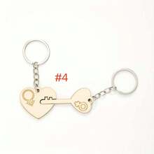 2pcs/Set Couples Matching Keychain Creative Wooden Key Chain Ring Birthday Valentine'S Day Gift For Him Her Girlfriend Boyfriend - Khaki - View 8
