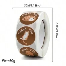 500pcs/Roll, Thank You Sticker, Cat Sticker, Cartoon Thank You Pattern Sticker, Wedding Gift Business Decoration Sticker, Gift Sticker - Multicolor - View 3