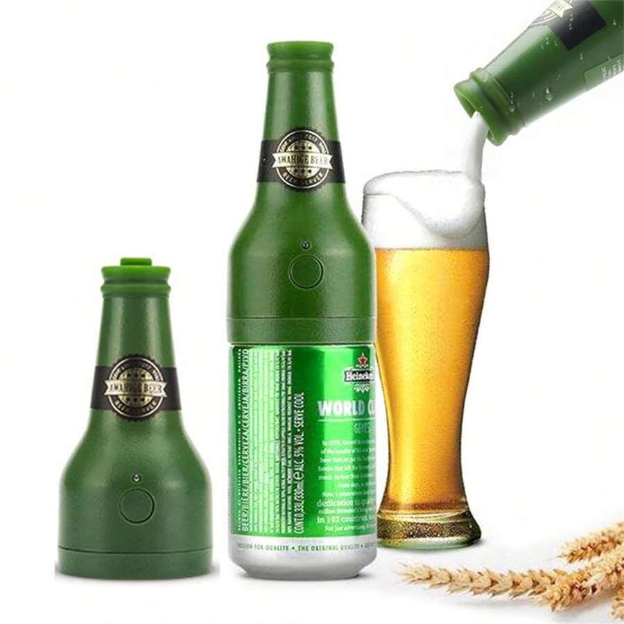 1pc Green Bottle Shape Ultrasonic Beer Foamer Creative Kitchen Tool For Bar Parties (Aa Batteries*2 Not Included) - Army Green - View 1