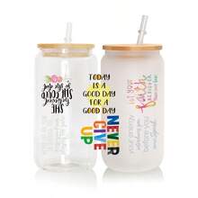 8 Sheets/Set Cute Cartoon Inspirational Phrase Sentences Vehicle Motivational StatementsUV Transfer Sticker Waterproof 3d DTF Embossed Crystal Label 16OZ Glass Cup Wrap Wall Stickers Decoration Rub On Scrapbook Sunscreen For Diy Decoration Of Glasses Laptop Mobile Phone Cases Fridge Computer Water Bottle Notebook Computer Planner Desk Handicrafts Sticker Material Pattern - Multicolor - View 2