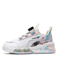 女童輕量、透氣、防滑設計按鈕運動鞋一雙,適用於各季室內外訓練和日常穿著 - 粉色 - 查看 6