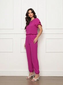 Women Two-Piece Outfits - 玫紅色 - 查看 4