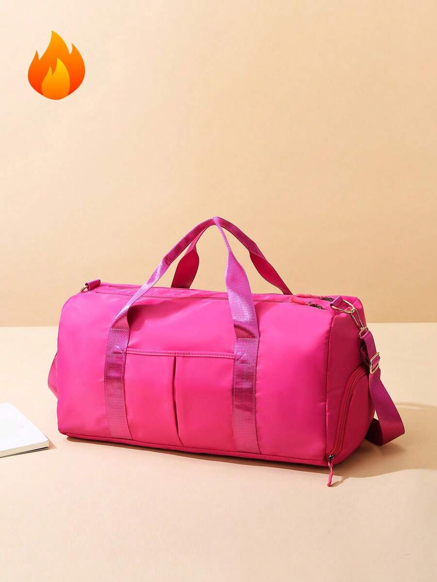 Hot Pink Over Night Holiday Luggage Travel Duffel Bag,Large Capacity Waterproof Gym Bag, Weekend Carry-On Handbag With Dry And Wet Separation,Casual Multifunctional Portable Shoulder Bag With Shoes Compartment For Business,Vacation,Outdoor,Skiing,Exercise FittingTravel BagholidayLuggage BagWeekend BagOvernight Bag Gym Bag Sport Bag Sports Bag For Train Fitness Training Bag Fitnes Bag For Men Women Girl Boy Gym Accessories - Hot Pink - View 1
