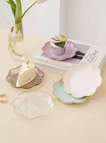 2pcs Novelty Light Luxury Gold-Plated Floral Design Multipurpose Tray - Light Grey - View 1