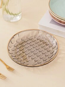 2pcs Novelty & Luxurious Gold Embossed Round Multifunctional Tray - Grey - View 3