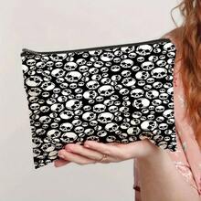 骷髏系列1 印花方形化妝包,帶拉鍊,便攜式收納袋,儲物盒,化妝品組織器 - 1 - 查看 4