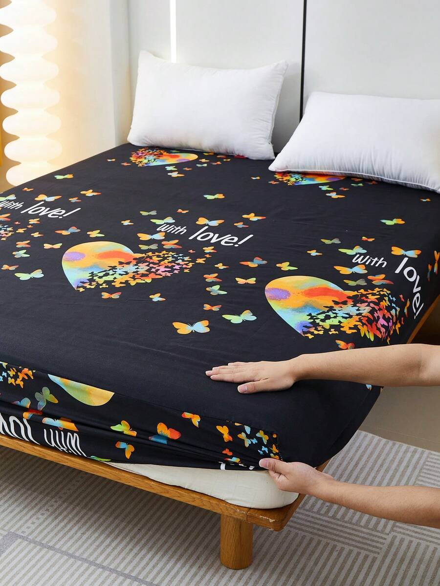 1入時尚極簡風格印花毛毯式床單，適用於家庭卧室寢具 - 彩色 - 查看 1