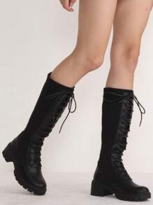 Women's 9603 Knee High Boots, Platform Chunky Heel Boots For Women - màu đen - Xem 2