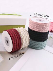 Diy髮飾材料2.5公分綁紋緞帶,禮品包裝帶手工蝴蝶結,每卷5碼 - 綠色 - 查看 3